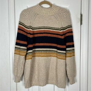Universal Thread Cream Striped Turtleneck Sweater